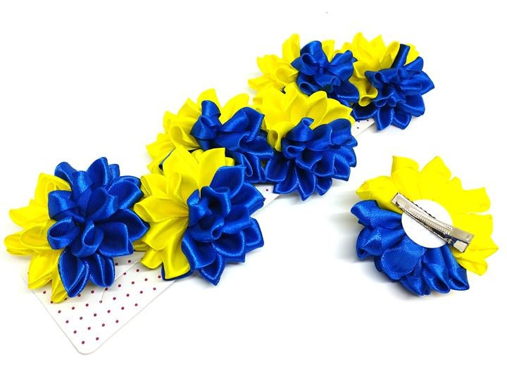 Заколки для девочки желто-синие Цветок 6 шт Киев - изображение 1