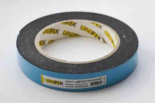 Стрічка клейка двостороння на спіненій основі 19 мм*5м чорна UNIFIX Рівне