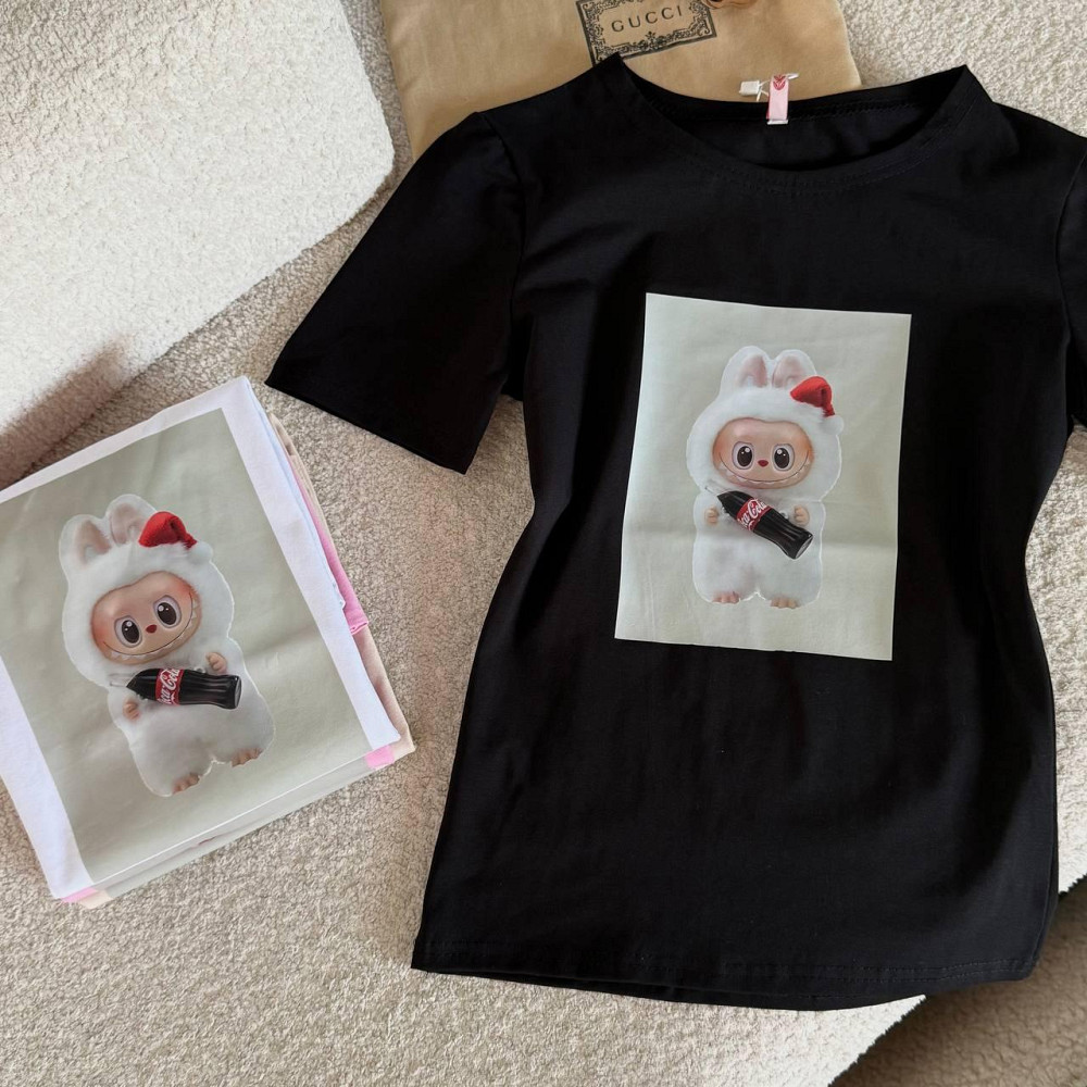 Жіноча стильна футболка з накатом LaBuBú турецький кулір Одеса - фото 1