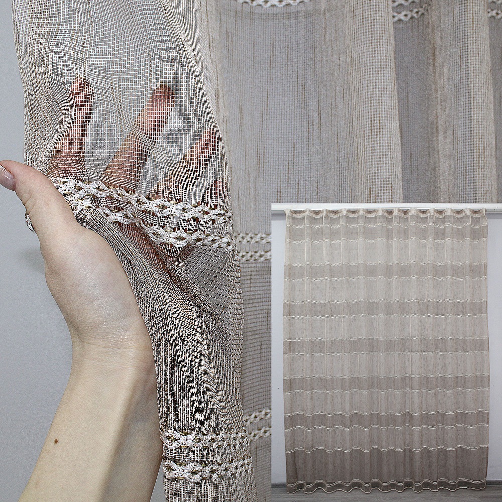 Тюль VR-Textil 1907т Flora Батист Білий з фіолетовим та салатовим 300х270 см (40-243) Київ - фото 1