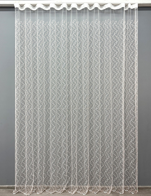 Тюль VR-Textil 1835т Фатин с вышивкой и люрексом Молочный с пудровым 300х270 см (40-189) Киев - изображение 2