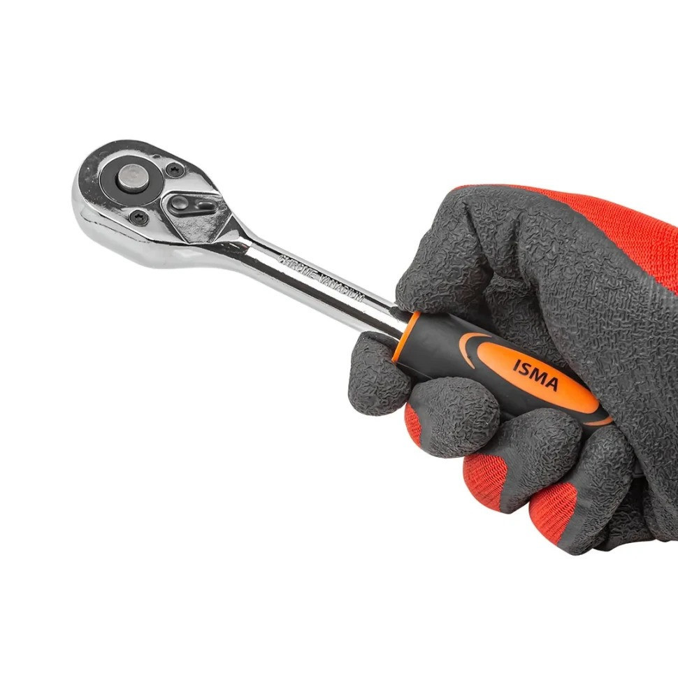 Тріскачка реверсивна з гумовою ручкою 3/8" (45зуб.) ISMA IS-80232 Одеса - фото 2