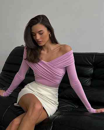 Жіночий романтичний боді з драпіруванням трикотаж масло Рожевий Одеса