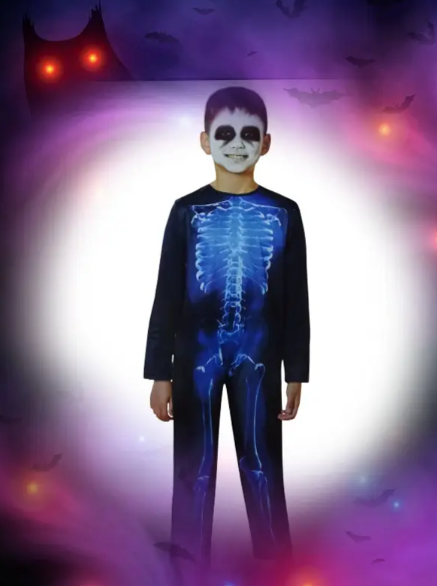 Костюм на Хеловін для хлопчика Скелет чорно-синій М (7-10 років) Київ - фото 1