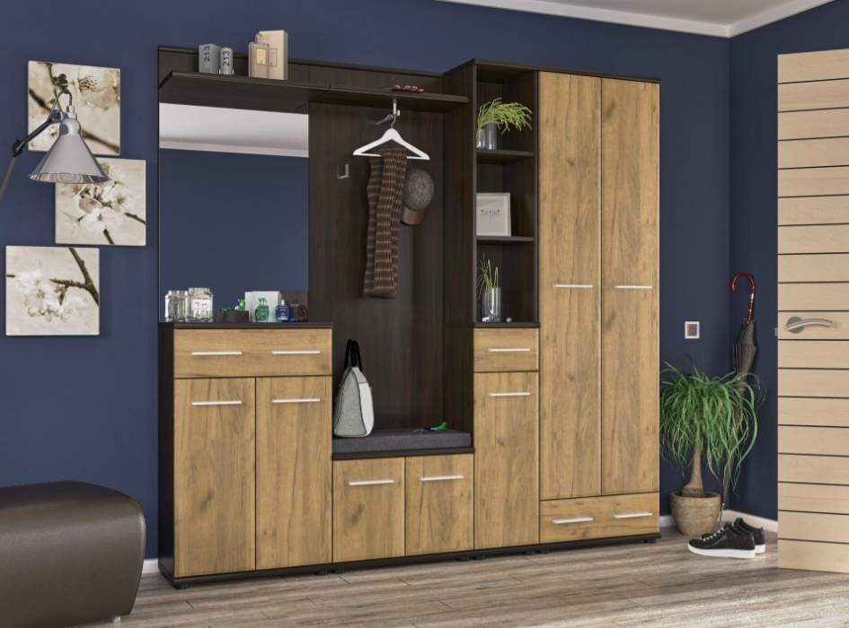 Тумба Трио 2Д для обуви с подушкой - Венге / Дуб крафт Ш60хВ46хГ32 Львов - изображение 4