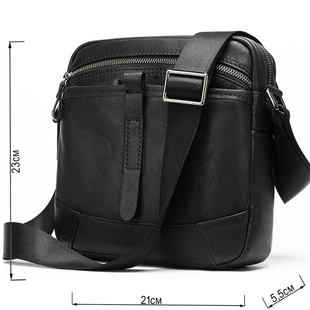 Компактная сумка через плечо из кожи Черная (Vintage) Киев - изображение 7