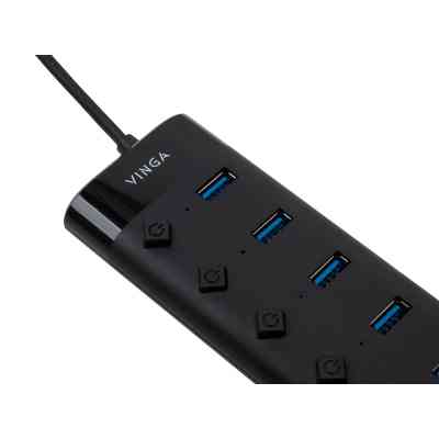 Концентратор Vinga USB3.0 to 7*USB3.0 1m cable with Switch and Power Adapter (VHA3A7B) Винница