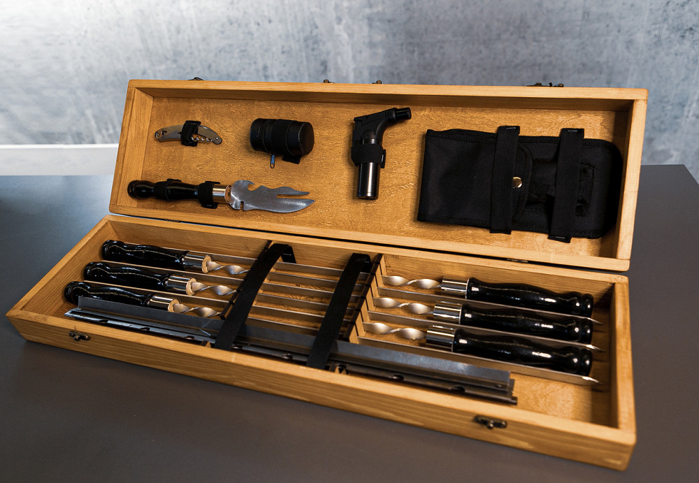 Шампури подарункові набір бокс для пікніка гриля та барбекю Оригінальні Віп подарунки на день народження татові, хлопцю, Тернопіль - фото 7