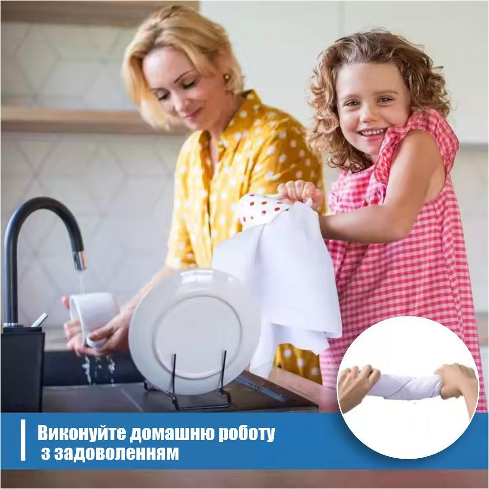 Набор 4 кухонных вафельных полотенца Aquarius микрофибра 40 х 60 см Белый и Серый - Мягкие Ультравпитывающие Буча - изображение 6