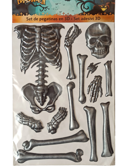 Большая 3D наклейка Скелет декор на Хеллоуин 50 на 30 см серый Киев - изображение 2
