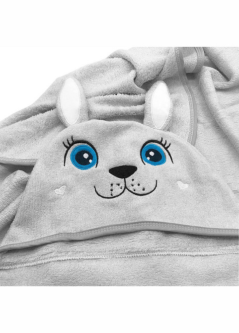 Полотенце  бамбук / махра Lovely Svi детское с капюшоном для ванной, басейну, пляжу - 70 х100 см Серый Зайчик Киев - изображение 1