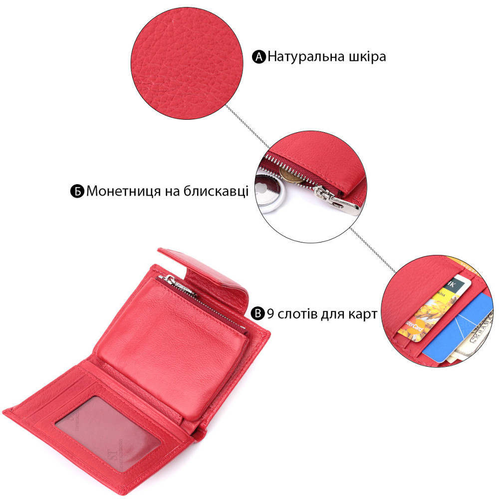 Женский кошелек вертикального формату из натуральной кожи ST Leather 22704 Красный Киев - изображение 4