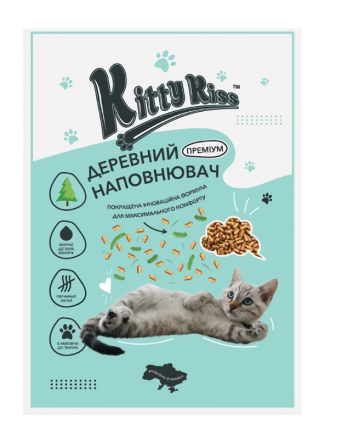 Древесный наполнитель Кити Кис Kitty Kiss Премиум для кошек, 6 кг Винница