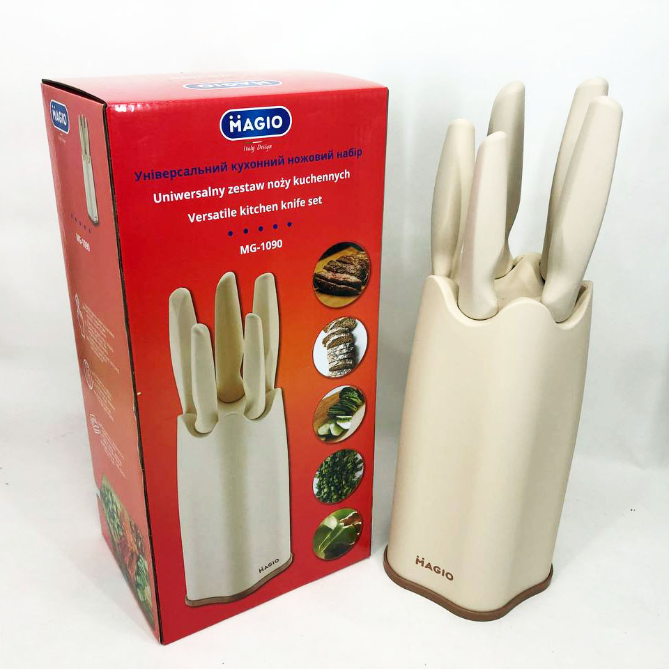 Товари для кухні ножі Magio, Якісний набір ножів з підставкою, Ножі кухонні професійні EF-41 Львів - фото 1