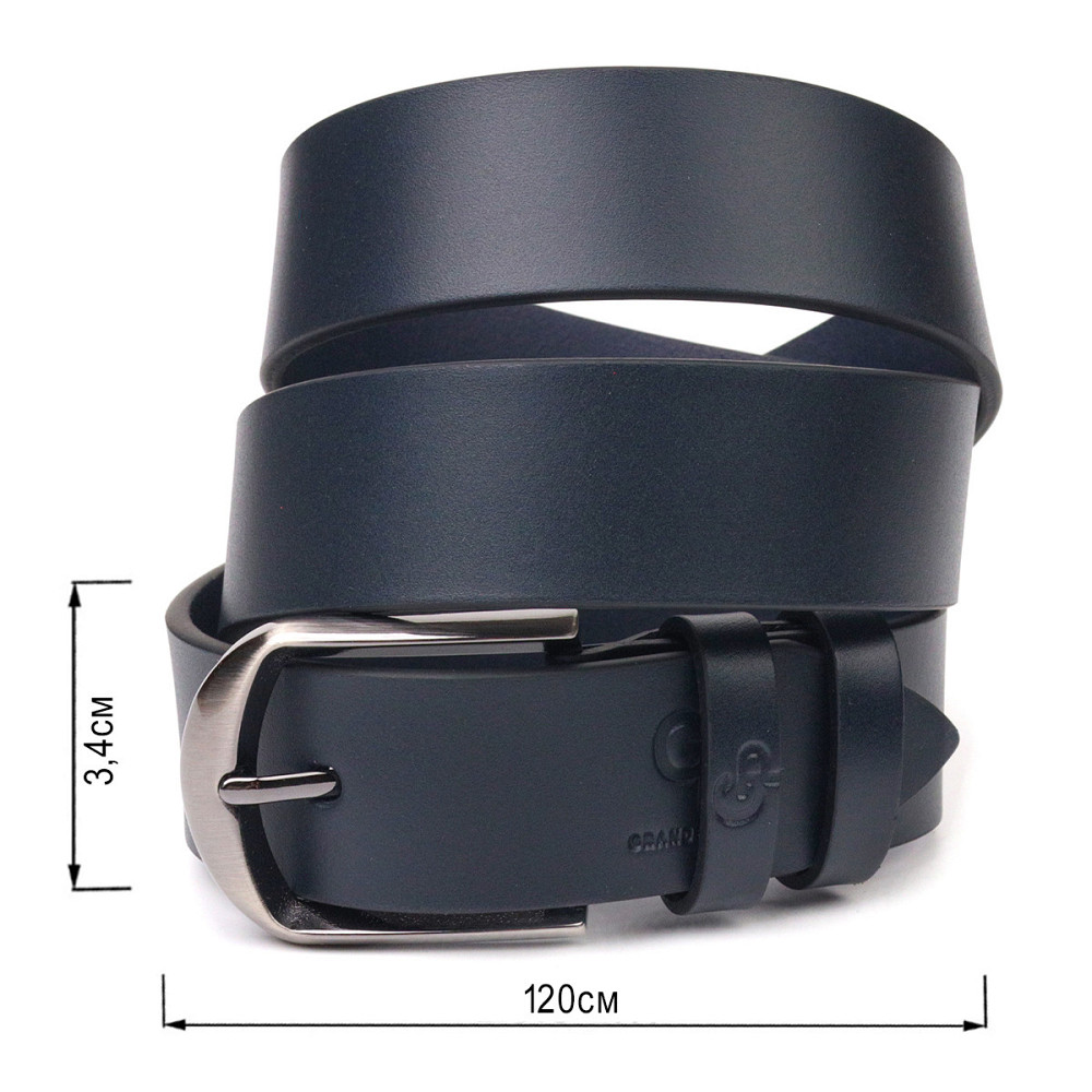 Добротний чоловічий ремінь під штани з натуральної шкіри Grande Pelle 21453 Синій Київ - фото 3