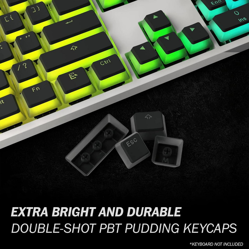 Набор колпачков Pudding Doubleshot PBT 108 клавиш OEM профиль ANSI US для механической клавиатуры черный Киев - изображение 6
