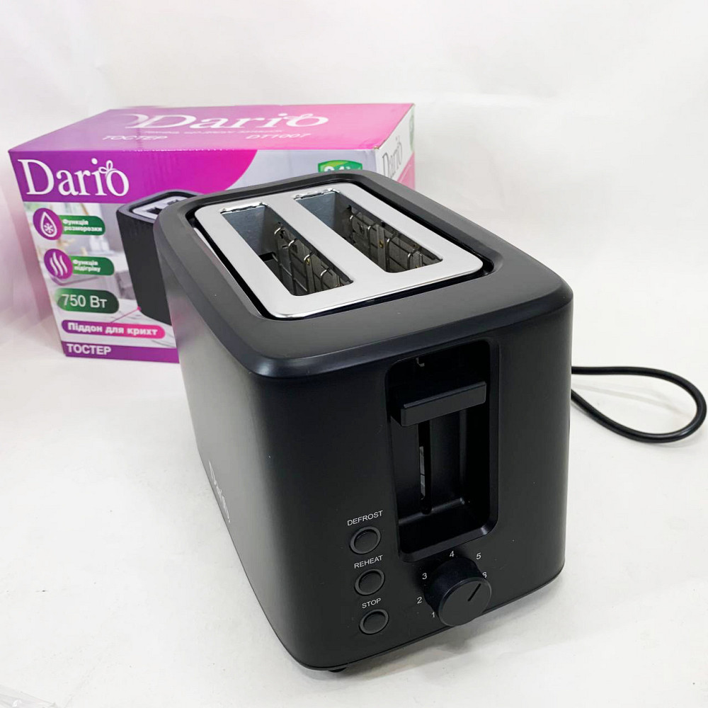 Потужний тостер для дому та кухні DARIO DT1007 750 Вт, Тостер для прожарювання хліба QR-51 Івано-Франківськ - фото 3