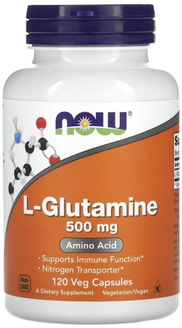 L-глютамін  Now Foods L-Glutamine 500 мг 120 вегетаріанських капсул Київ - фото 1