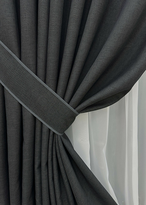 Комплект готових штор VR-Textil ALORA-TON № 1872ш Графітовий 200х290см 2 шт (32-161) Київ - фото 5