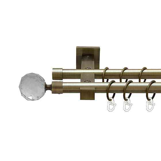 Карниз Orvit Люміера металевий дворядний техно гладка труба кільце металеве Антик 19\19 мм 160 см (00-00026926) Львів