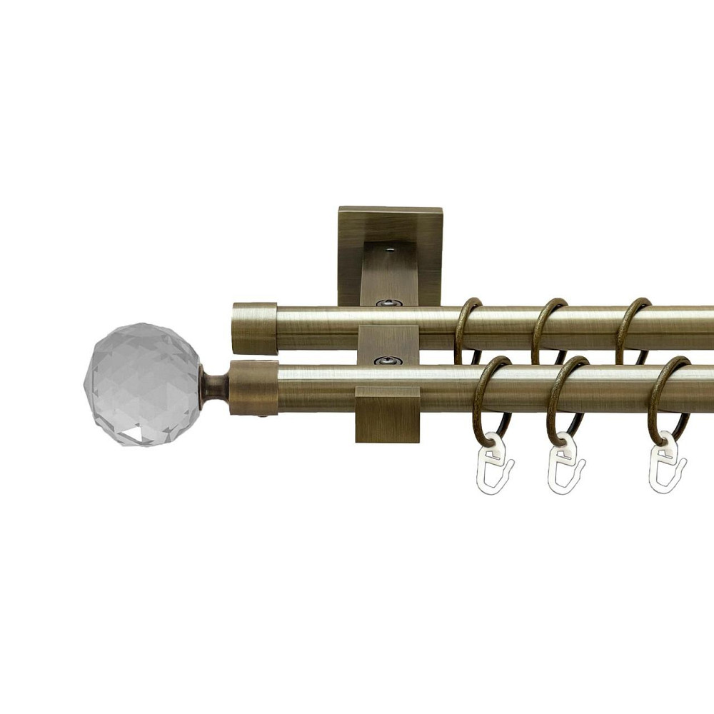 Карниз Orvit Люміера металевий дворядний техно гладка труба кільце металеве Антик 19\19 мм 160 см (00-00026926) Львів - фото 1