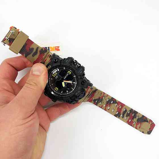 Чоловічий наручний годинник Skmei 1155BAG RED CAMO спортивний, армійський, хронограф, водонепроникний, червоний камуфляж Київ