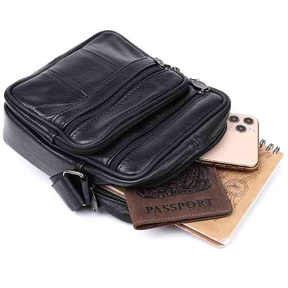 Шкіряна невелика чоловіча сумка Чорний (Vintage) Київ