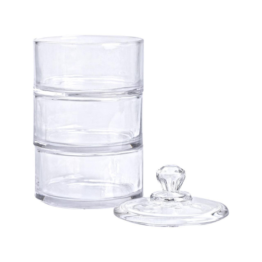 Трехъярусная стеклянная конфетница с крышкой Ø 10 см Киев - изображение 3