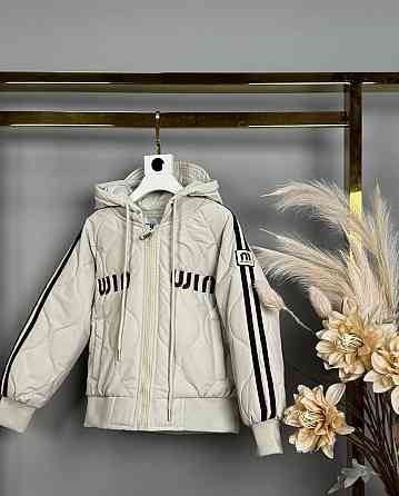 Демисезонная куртка бомбер для девочек с лампасами 116 Николаев