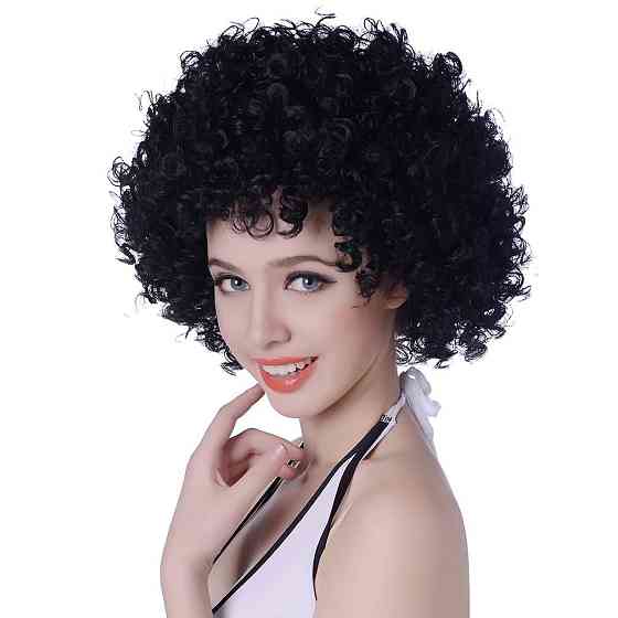 Перука Short Kinky Curly Afro Чорний синтетична термостійка коротка афроперука для жінок і чоловіків 12 дюймів для косплею вечірки Київ