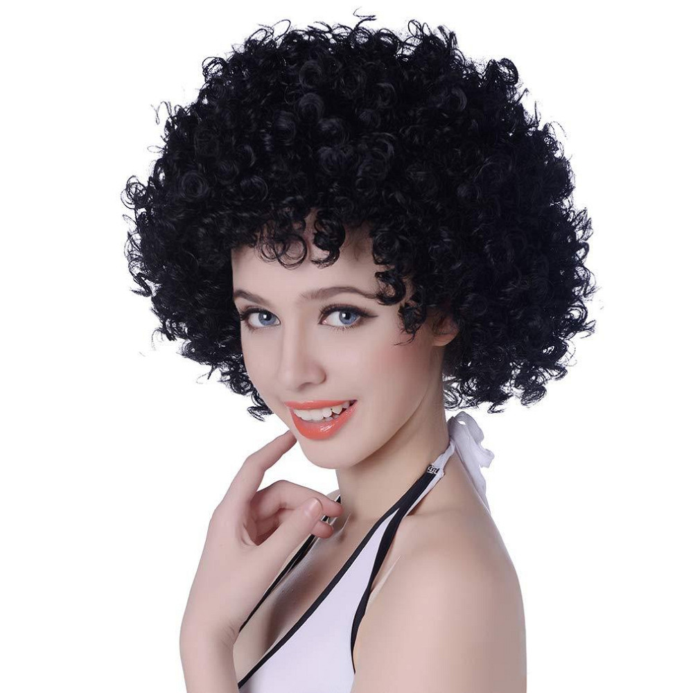 Перука Short Kinky Curly Afro Чорний синтетична термостійка коротка афроперука для жінок і чоловіків 12 дюймів для косплею вечірки Київ - фото 1