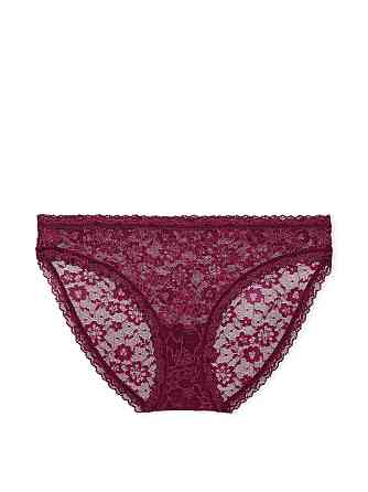 Мережевні Трусики Victoria's Secret The Lacie Lace Bikini Panty М Бордовий (26915244) Київ