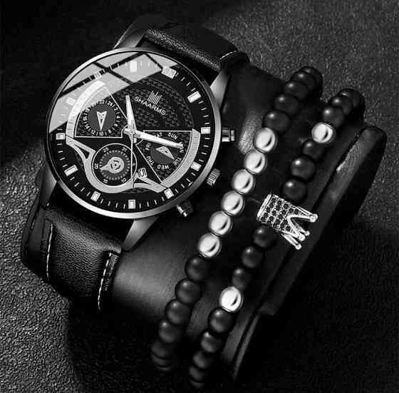 Подарочный набор для мужчин: наручные часы с 2 ориг. браслет - диам 4,1см, длин 24см, шир рем 2см, без коробки Киев