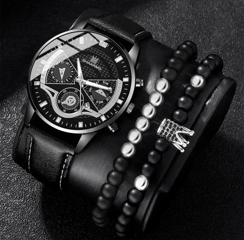 Подарочный набор для мужчин: наручные часы с 2 ориг. браслет - диам 4,1см, длин 24см, шир рем 2см, без коробки Киев - изображение 2