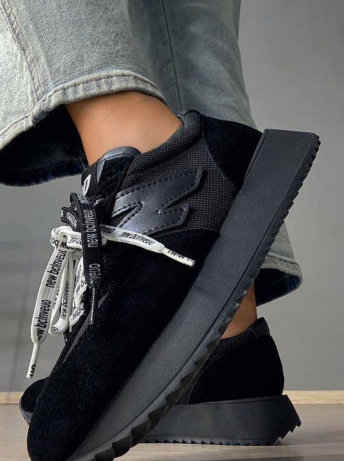 Кросівки жіночі Hengji 23-1 комбіновані замша з сіткою подвійний шнурок чорні, 40, 25 см Київ - фото 16