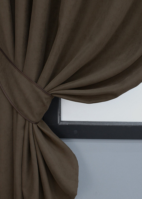 Комплект коротких штор VR-Textil Мікровелюр SPARTA № 1036ш Мокко 130х170 см 2 шт (35-0150) Київ - фото 3