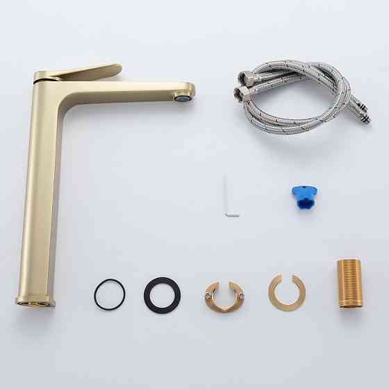 Смеситель для умывальника высокий GAPPO G1010-23 золото сатин Киев