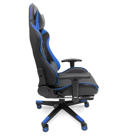 Геймерське комп'ютерне крісло з масажером, ергономічними подушками та підставкою для ніг, Чорний/Синій (G900) Київ