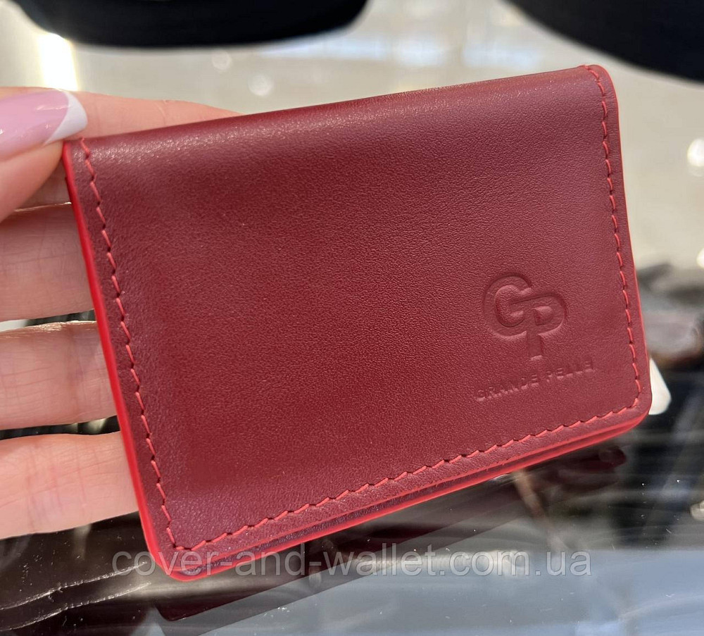 Красная обложка из натуральной кожи для ID-паспорта и авто документов Grande Pelle Киев - изображение 9
