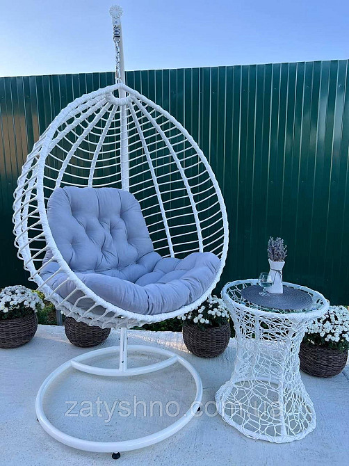 Крісло Кокон підвісне з подушкою та журнальний столик Київ - фото 4