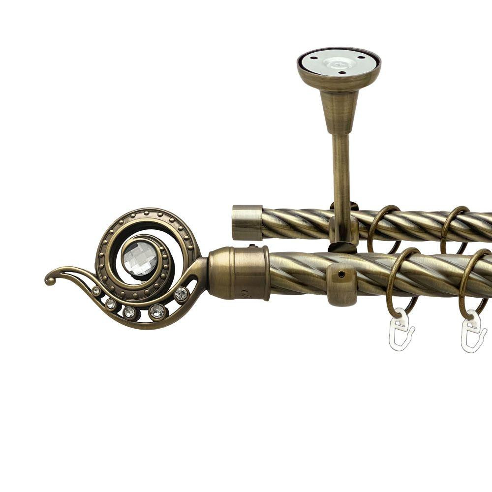 Карниз Orvit Око Дракона металевий дворядний відкритий до стелі скручена труба кільце металеве Антик 25\19 мм 200 см (00-00019123) Львів - фото 1