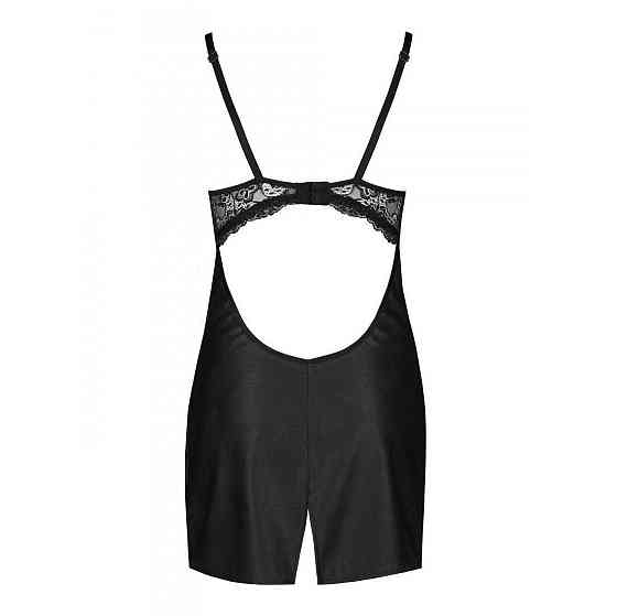 Бебі-дол з еко-шкіри та мережива Passion LOONA CHEMISE L/XL, black Sex Aura Київ