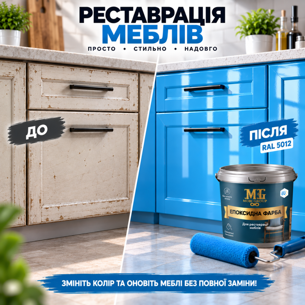 Епоксидна фарба MG для реставрації меблів та дерева, глянцева, без запаху, Блакитна RAL 5012, 4.5 кг Харків - фото 2