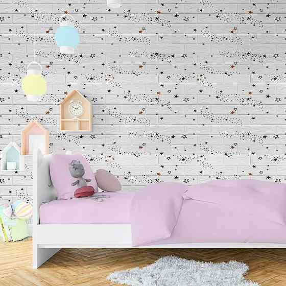 Декоративна самоклейка панель Зірки біла цегла Київ