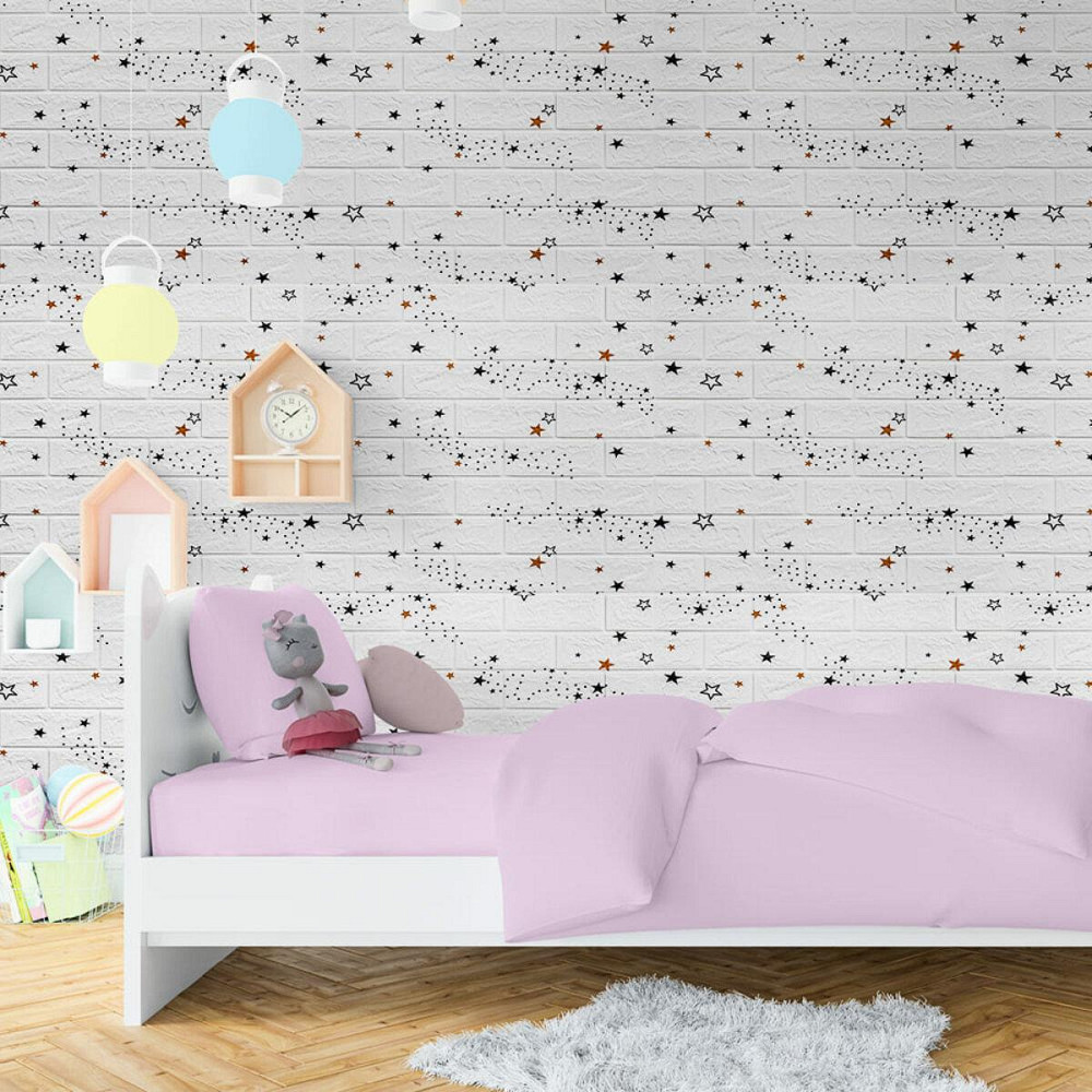 Декоративна самоклейка панель Зірки біла цегла Київ - фото 5