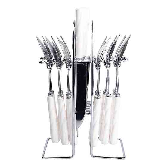 Yiwu Набір столових приборів на підставці 24 предмети столовий набір на 6 персон Білий зі срібл Київ