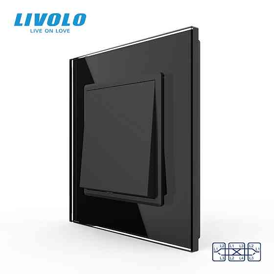 LIVOLO Одноклавішний перехресний вимикач Livolo чорний скло (VL-C7FCMM10A-2BP) Коломыя