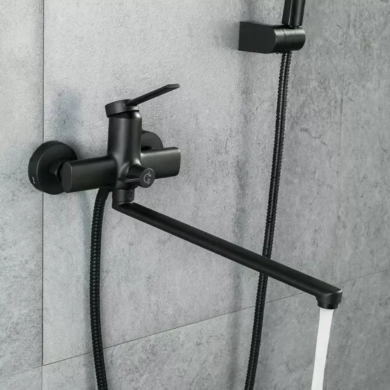 Змішувач для ванни з душовим гарнітуром FRAP F2267-6 чорний Київ