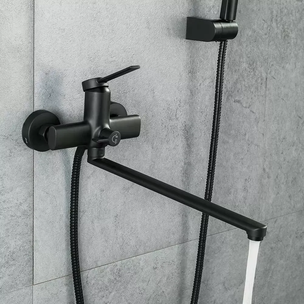 Змішувач для ванни з душовим гарнітуром FRAP F2267-6 чорний Київ - фото 3