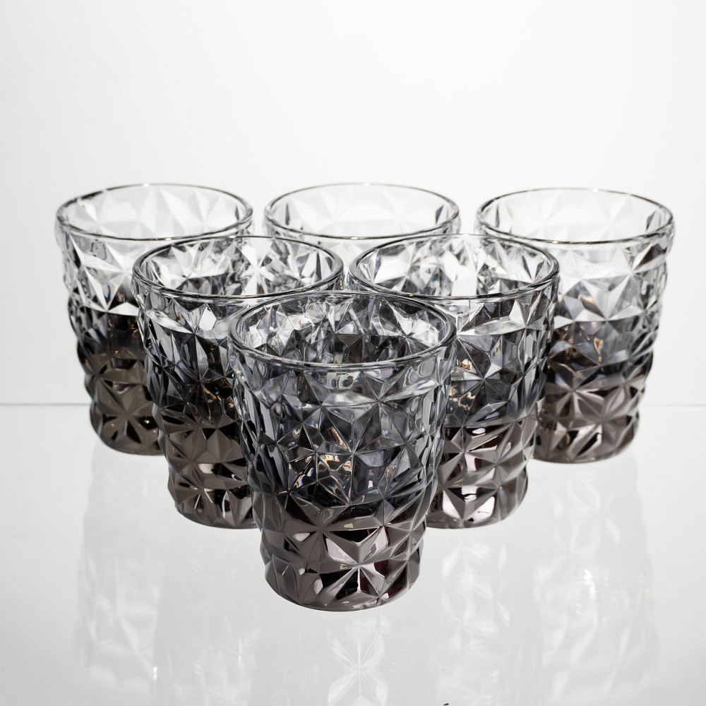 Набір склянок 6 штук 250 мл для лимонадів соку води коктейлів склянки скляні для напоїв Сірий HP-19-184 Київ - фото 1